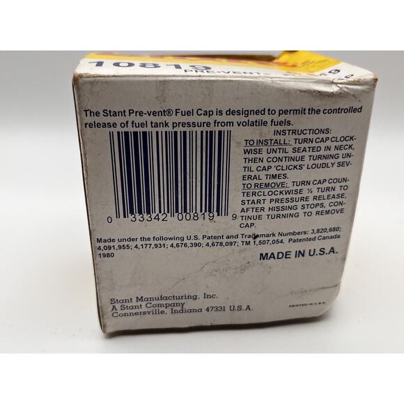 Stant Pre-Vent Fuel Cap 10819 G 819 Black - Picture 8 of 8